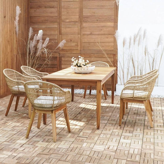2er Set PREMA – Outdoor Stühle recycelt Teak-Aluminium-Synthetic-Rattan