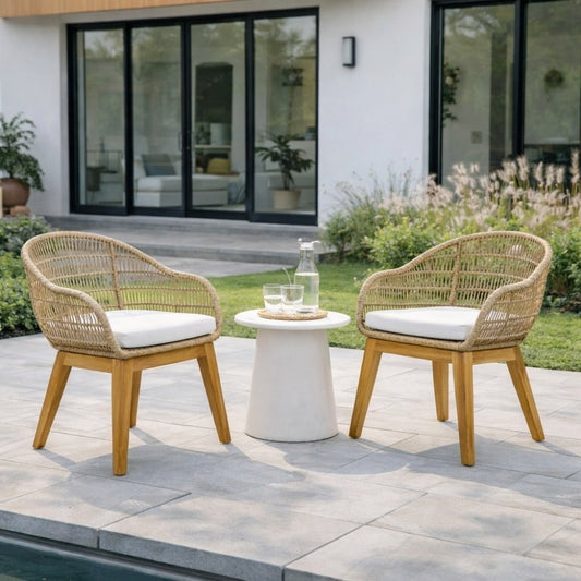 2er Set PREMA – Outdoor Stühle recycelt Teak-Aluminium-Synthetic-Rattan