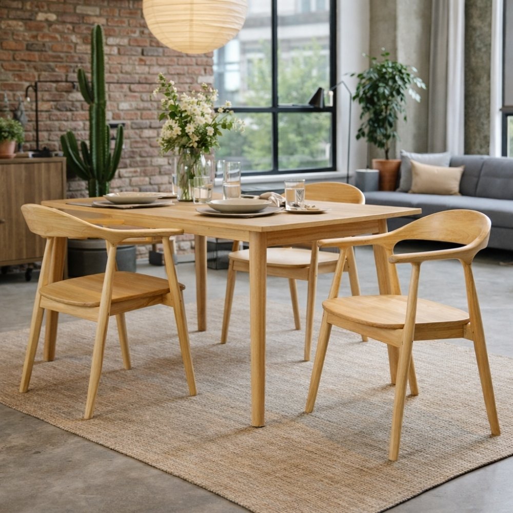 2er Set Design Teakholz Stuhl NAPOLI natürlich zeitlos Esszimmerstuhl
