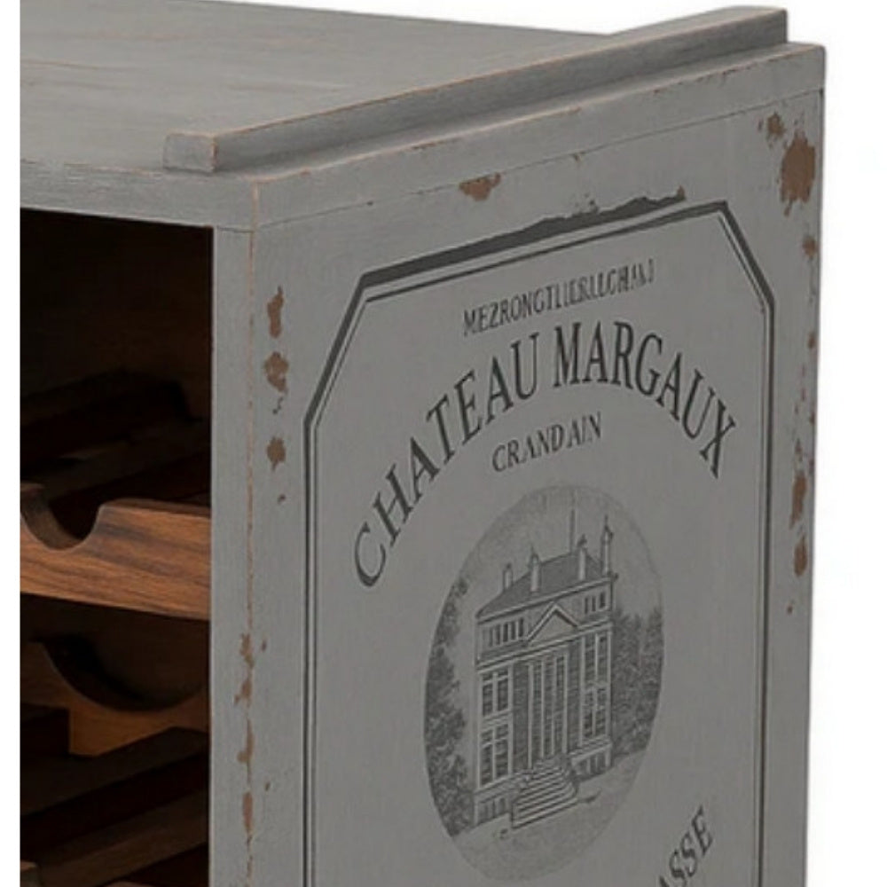 Flaschenbox SURAT Antique Grau  40cm Mahagoni Shabby Weinregal