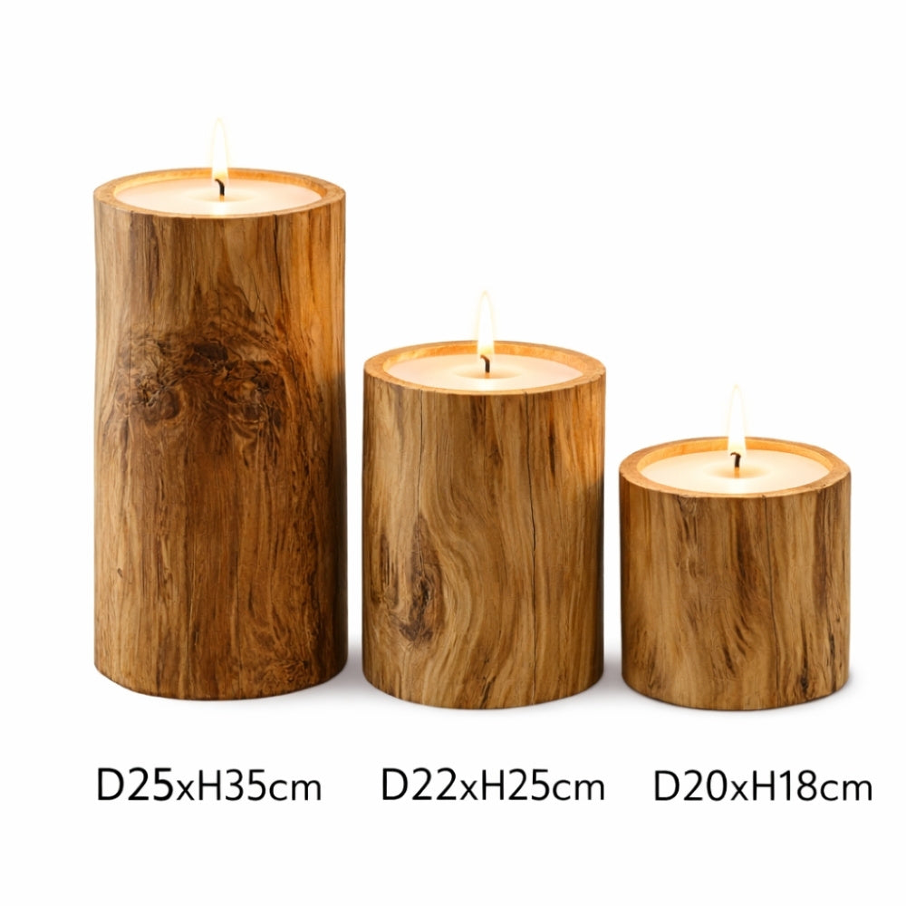 Kerzenset CERO 3-tlg. aus recycelten Teakholz | Natur Unikat