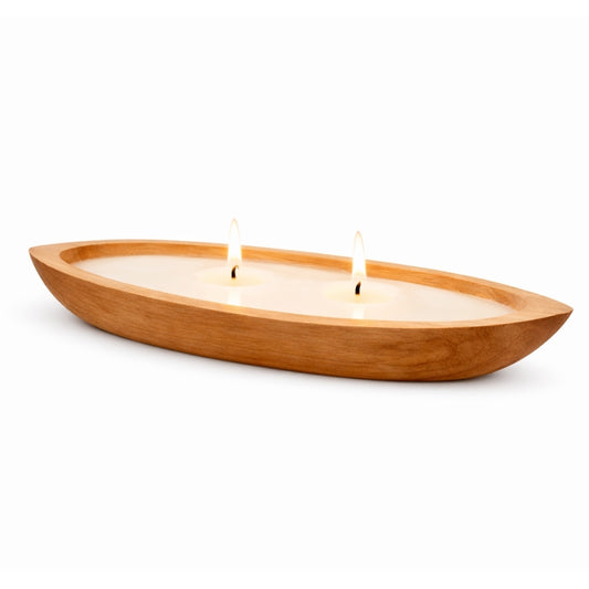 Individuelle CERO-Boat Kerzenschale aus Teakholz 40 cm | Natur Kerze
