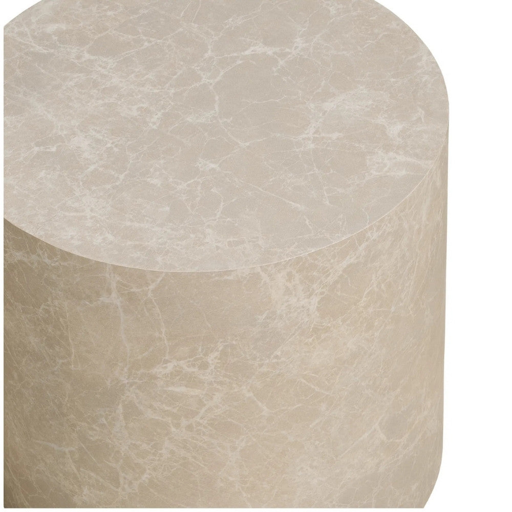 2er Couchtisch-Set POSTATO 50cm rund Design Marmor-Look creme beige