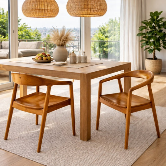 2er Set NEAPEL Teakstuhl natural Design Esszimmer Stühle ergonomisch