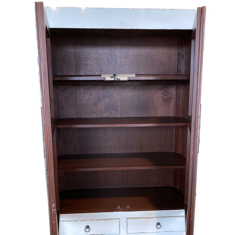Hochzeitsschrank ASIA Antik-Weiß Shabby Chic ca. H175cm