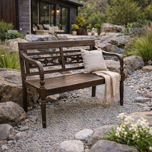 Massive Teakholz Sitzbank CHRISTOS 100cm brown Outdoor Gartenbank