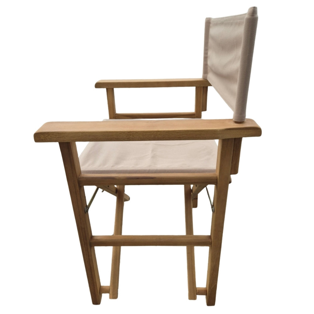 Teak Klappstuhl REGIE natural – Outdoorstoff beige stone