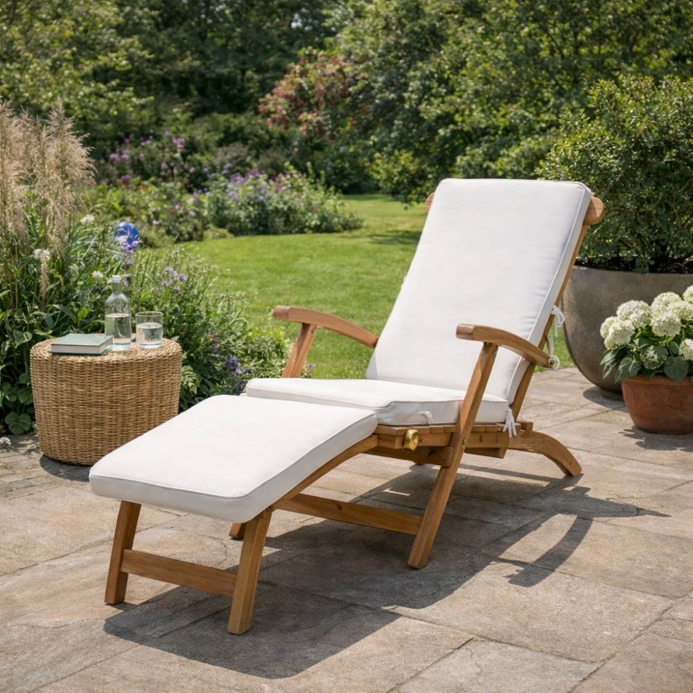 Teak Liegestuhl KURSI Teak Sonnenliege Deckchair