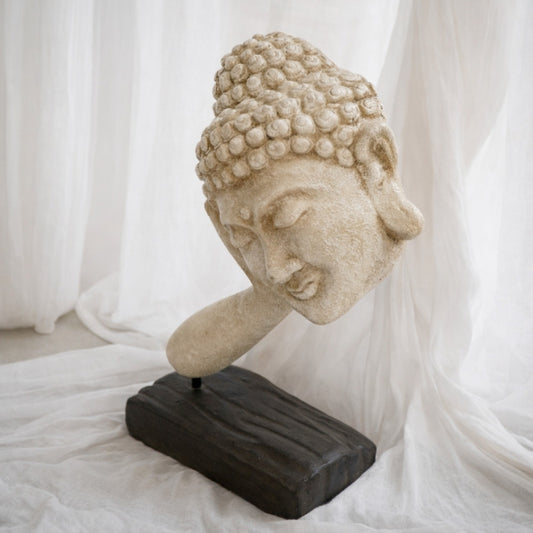 Spirituelle Buddha Statue RELAX 40cm antik-weiss Deko Skulptur