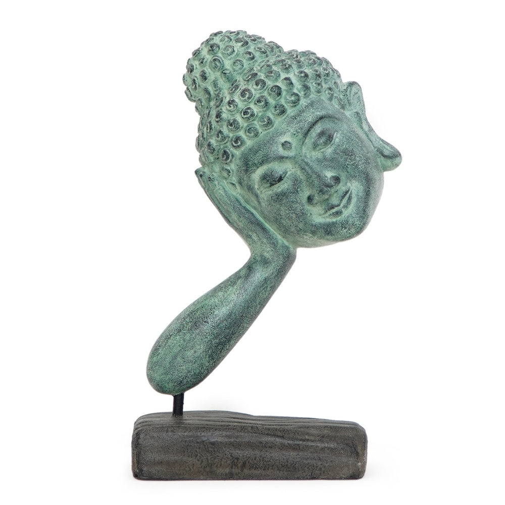Spirituelle Buddha Statue RELAX 40cm antik-grün Deko Skulptur