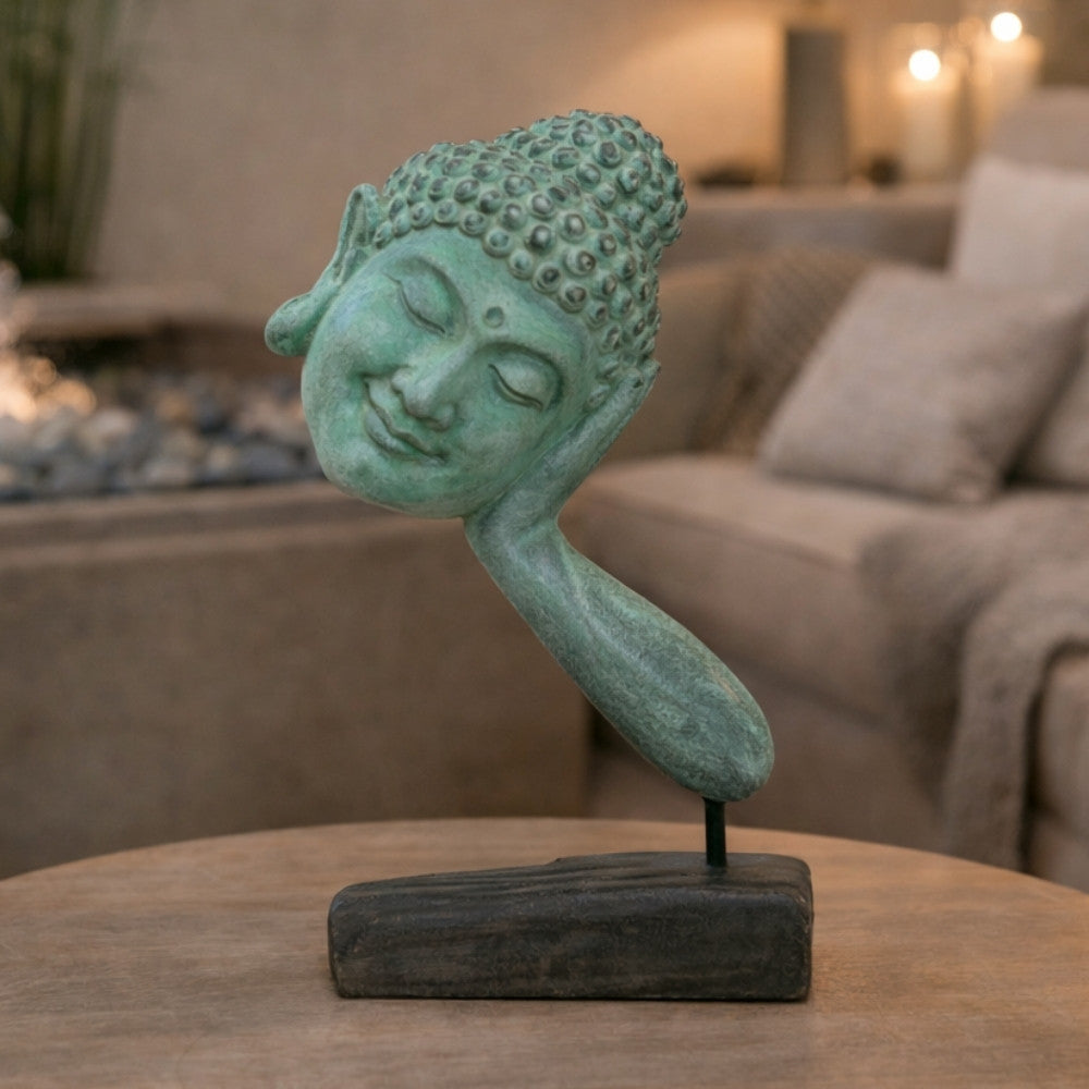 Buddha Statue RELAX ca. H72cm Antik-Grün
