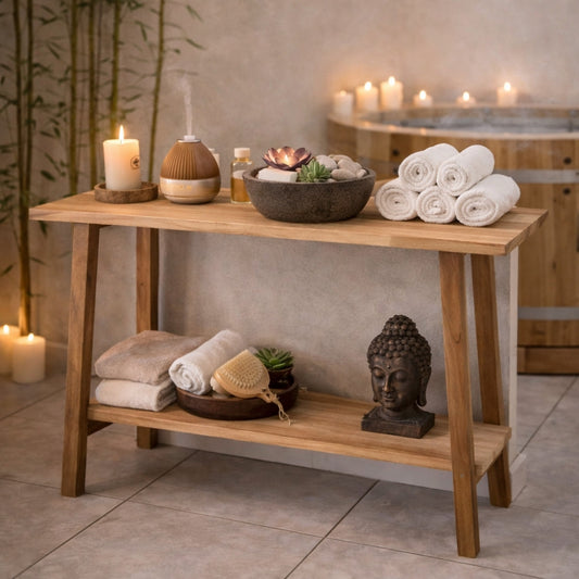 Teak Konsolentisch NIRONA-Plus 100cm recyceltes Massivholz Konsole