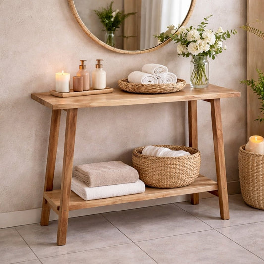 Teak Konsolentisch NIRONA-Plus 100cm recyceltes Massivholz Konsole