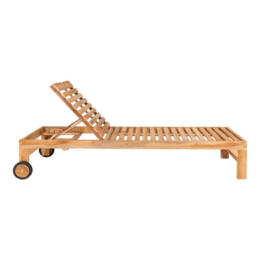 Teak Sonnenliege LUKA 200cm mit Rollen – verstellbar Gartenliege