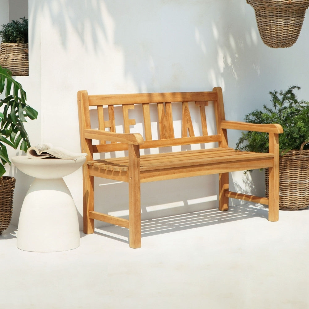 Massivholz Teak Sitzbank HEIMAT 120cm Gartenbank Holzbank – LebensWohnArt