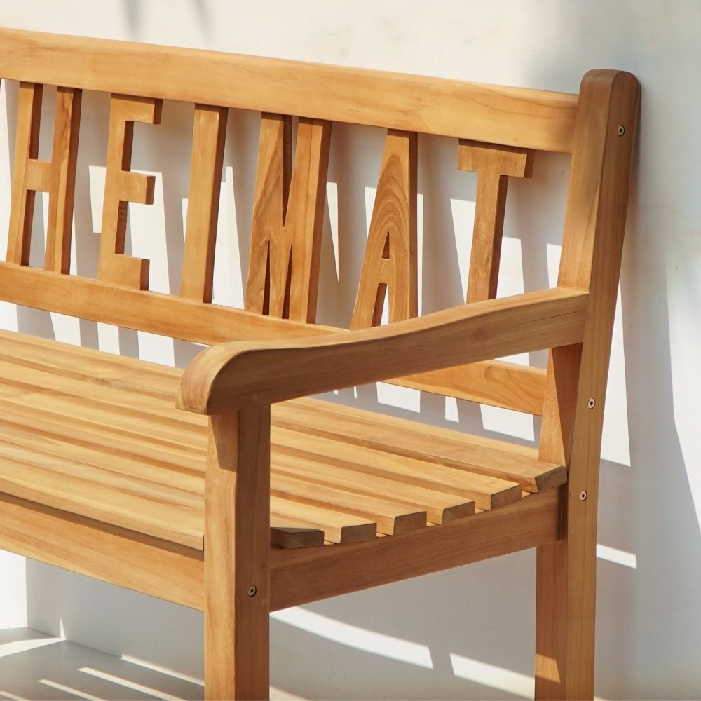 Massivholz Teak Sitzbank HEIMAT 120cm Gartenbank Holzbank