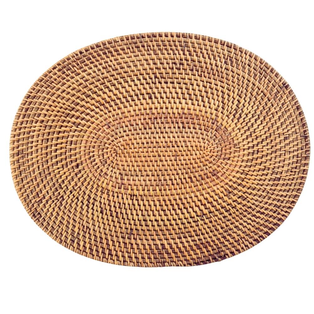 2er-Platzset LOMBOK aus Ketak Natural oval 40cm Handarbeit
