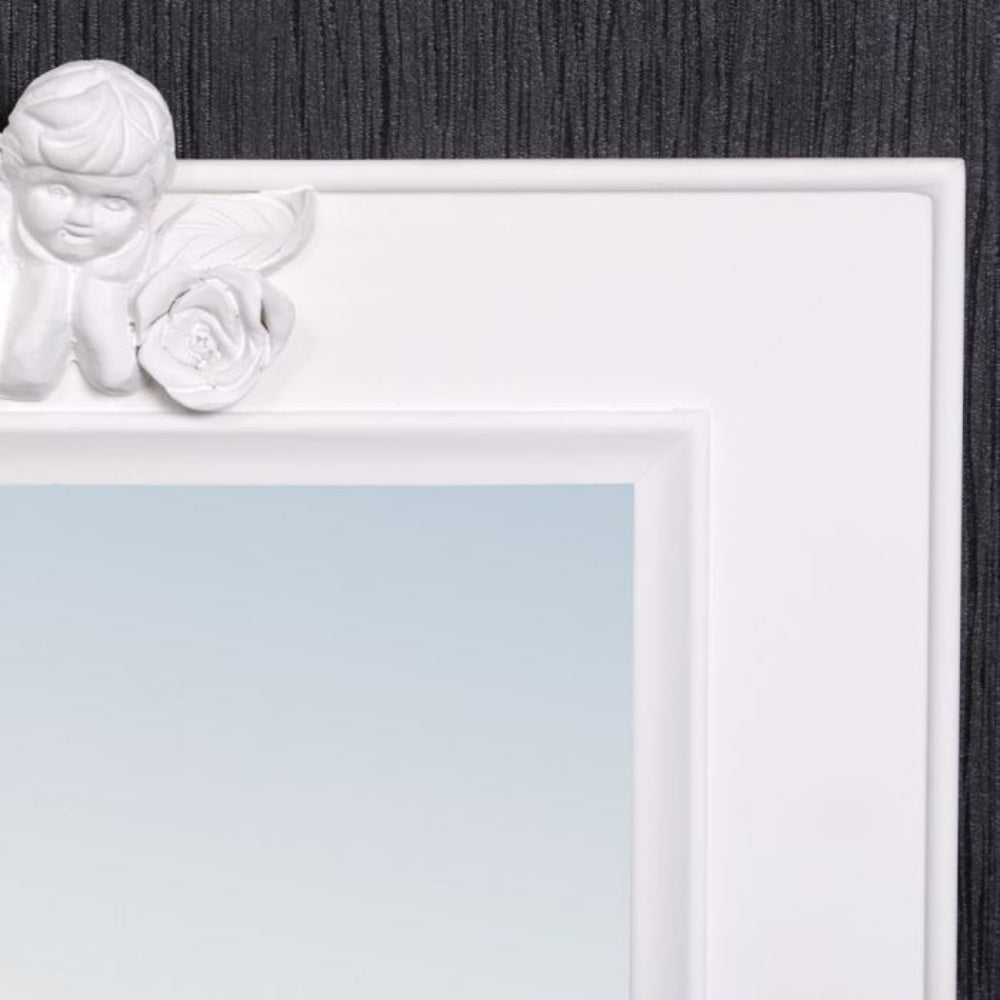 Spiegel ANGELO mit Engel-Ornament weiss 48x40cm Holzrahmen