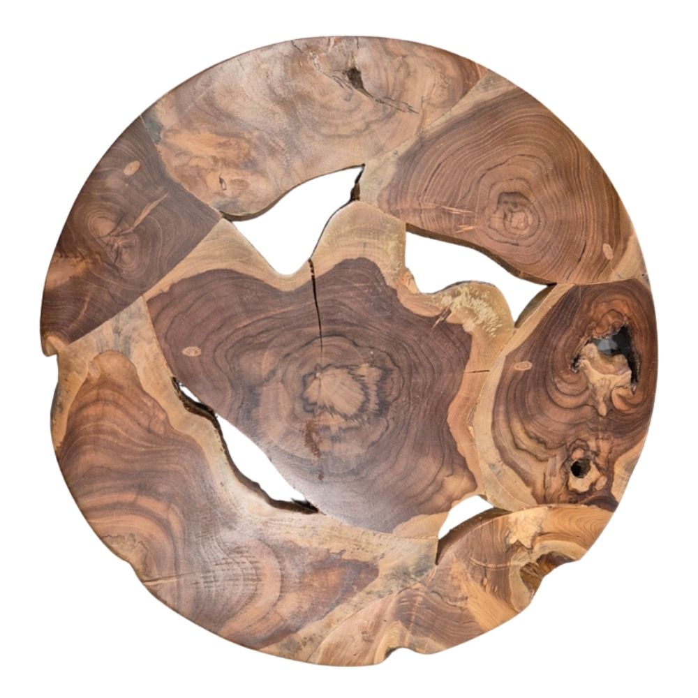 Wand-Deko aus Teakholz BAGIAN rund 40 cm Unikat Wandbild