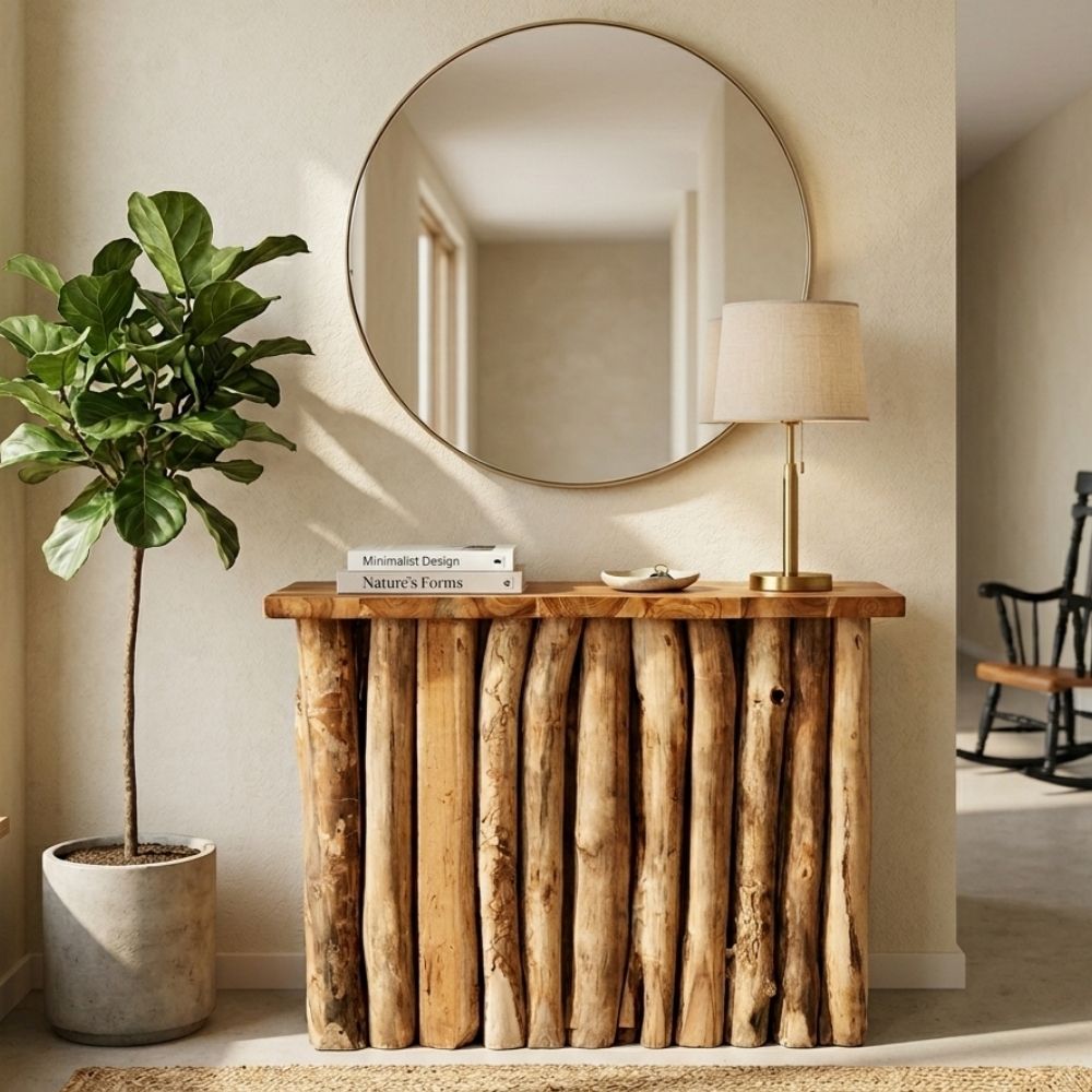 Massive Teak Konsole ALGO Natural 100cm Unikat Konsolentisch