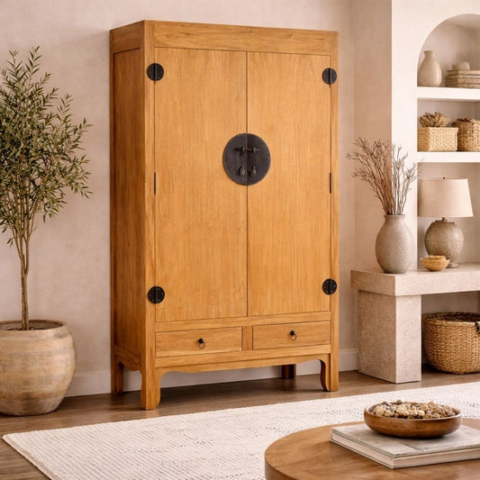 Hochzeitsschrank ASIA Antik Natural ca. H175cm Massivholz