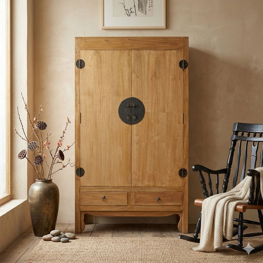 Hochzeitsschrank ASIA Antik Natural ca. H175cm Massivholz