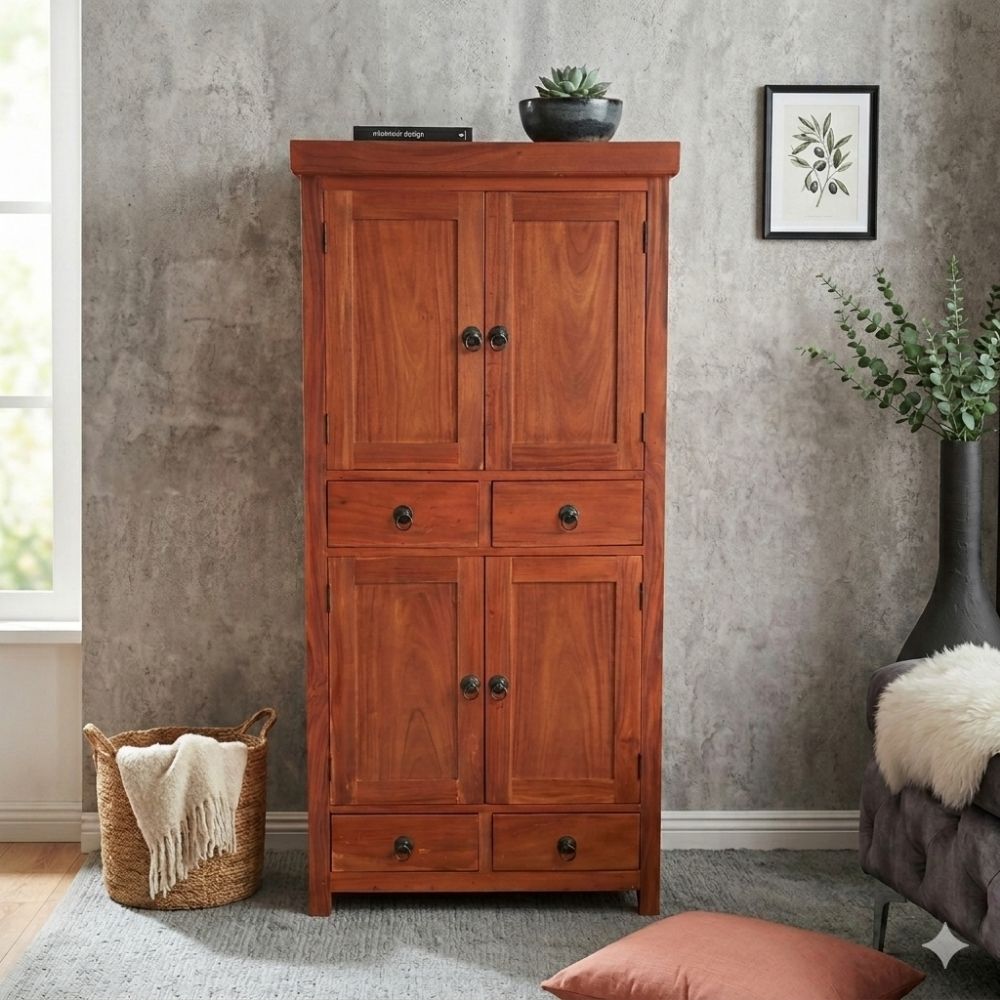 Massivholz Büffet-Schrank IMPRESS Mahagoni 175cm Antik Natural