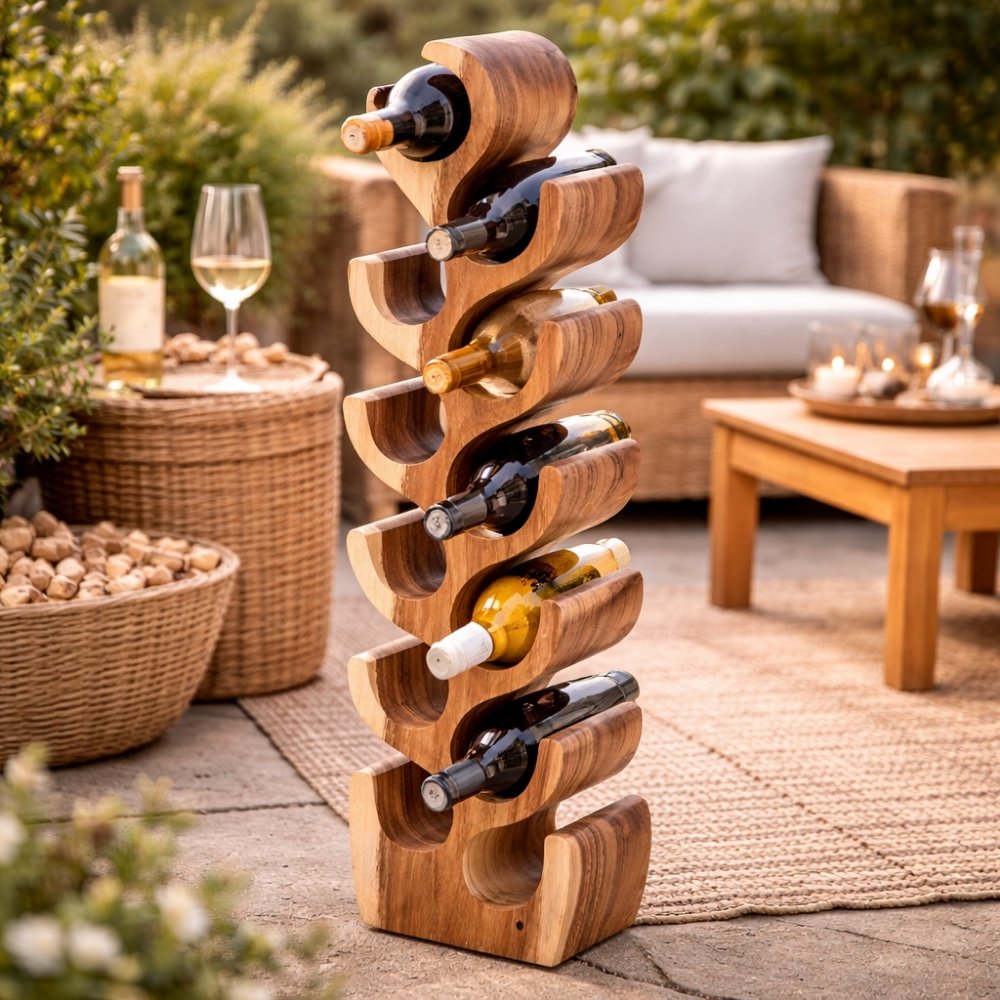 Massivholz Weinregal Flaschenhalter BOTOL-L ca. H100cm Suar