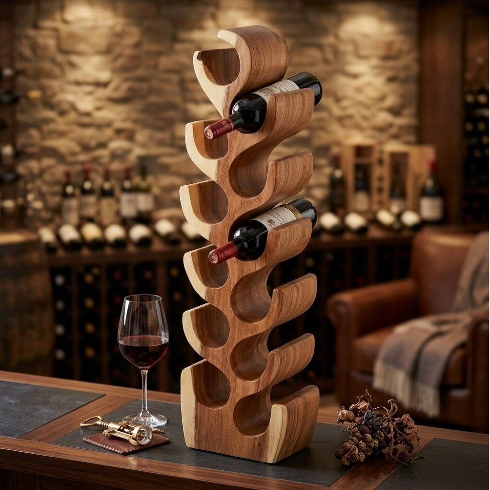 Massivholz Weinregal Flaschenhalter BOTOL-L ca. H100cm Suar