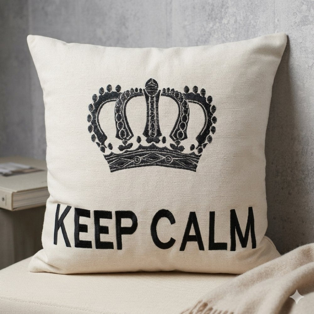 Besticktes Dekokissen KEEP CALM inkl. Füllung 42x42cm