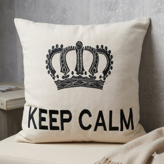 Besticktes Dekokissen KEEP CALM inkl. Füllung 42x42cm