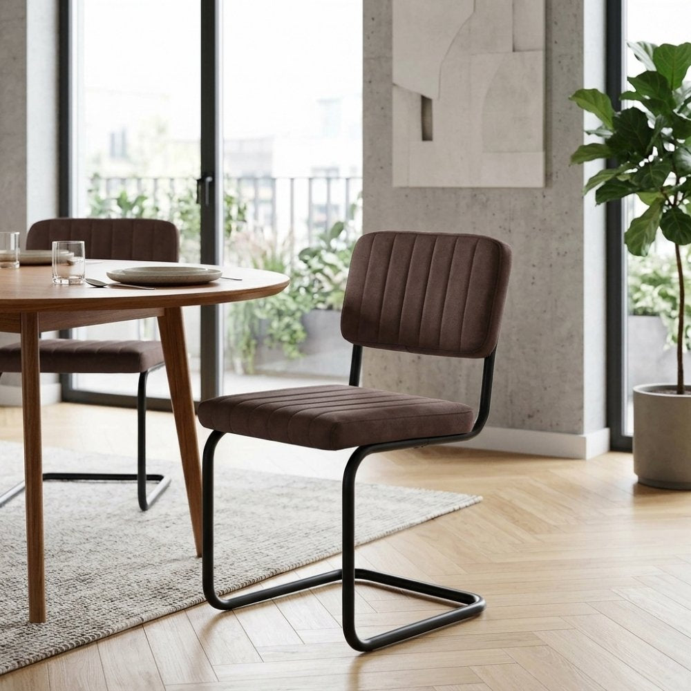 Klassiker Freischwinger LIBERA vintage-brau Mikrofaser Metallgestell
