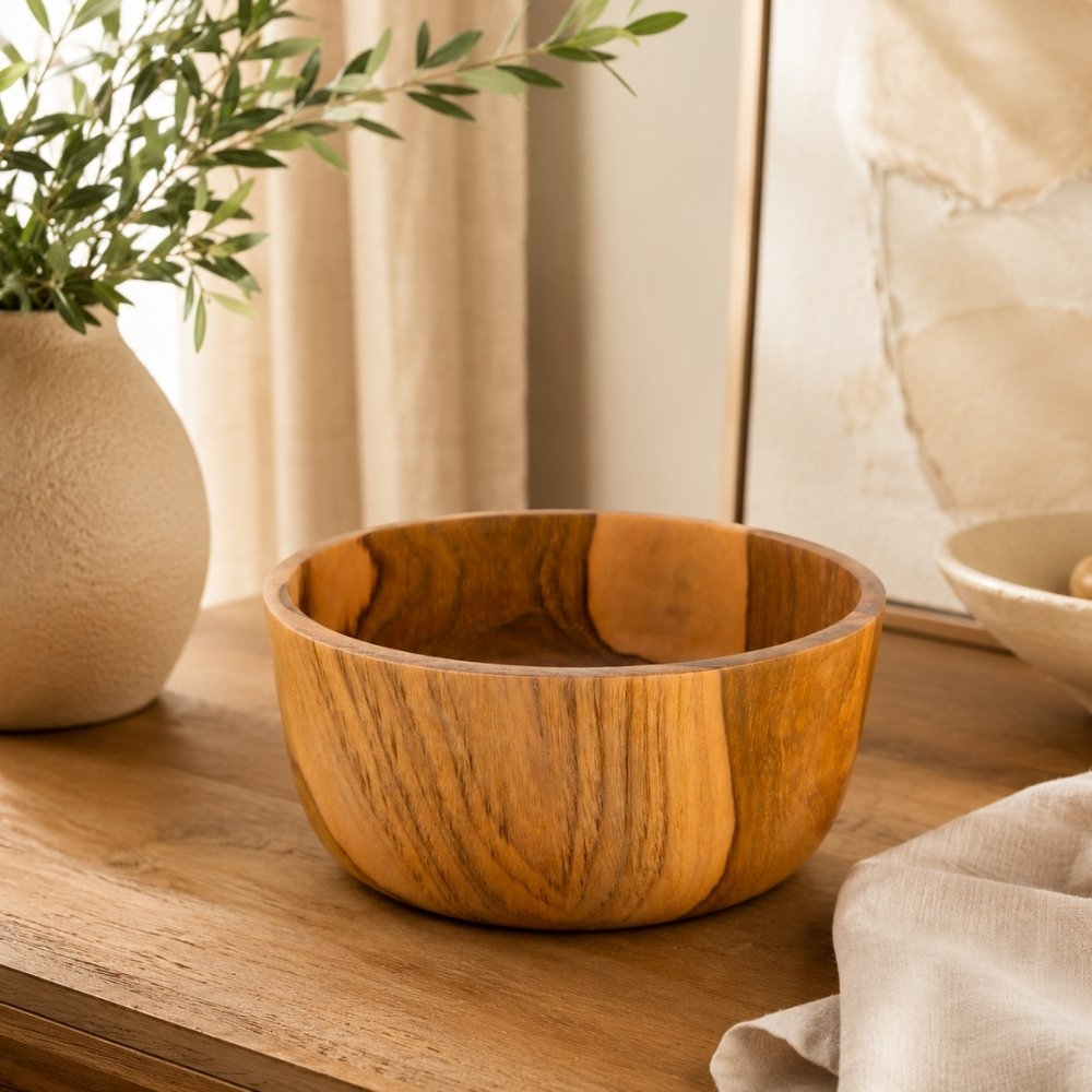 Premium Teakholz-Schale LOLA nachhaltig Holzschale D24cm Schüssel