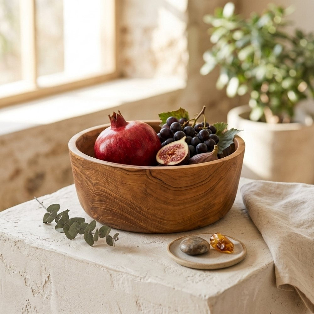 Premium Teakholz-Schale LOLA nachhaltig Holzschale D24cm Schüssel