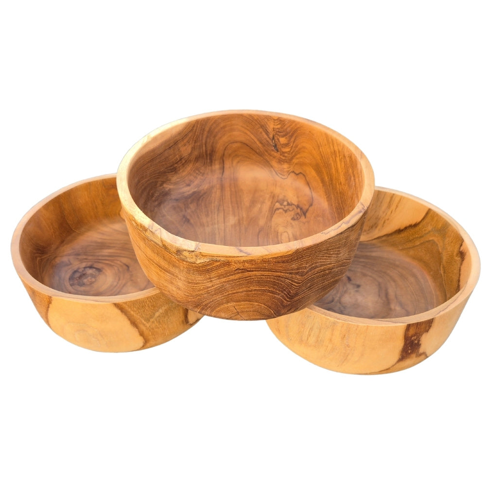 Premium Teakholz-Schale LOLA nachhaltig Holzschale D24cm Schüssel