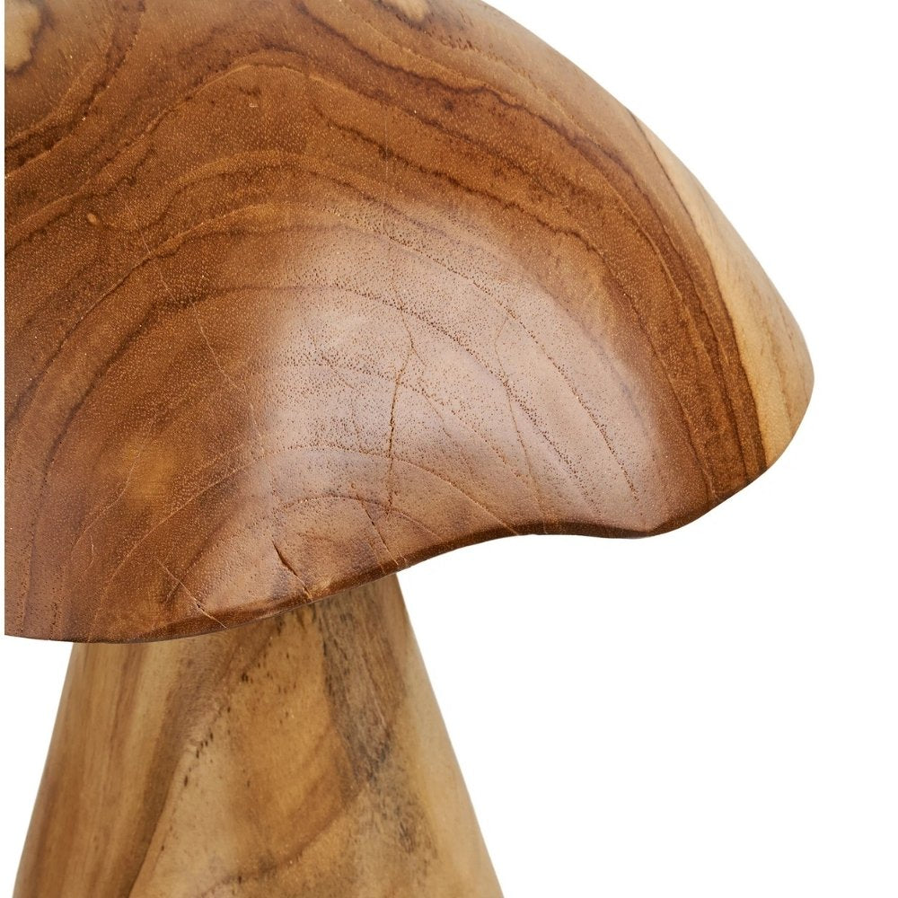 2er Set Teak-Deko-Pilze JAMUR 35cm natürliche Holzdeko Garten