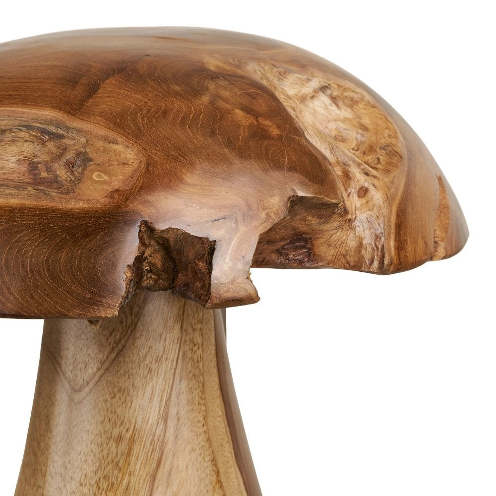 2er Set Teak-Deko-Pilze JAMUR 35cm natürliche Holzdeko Garten