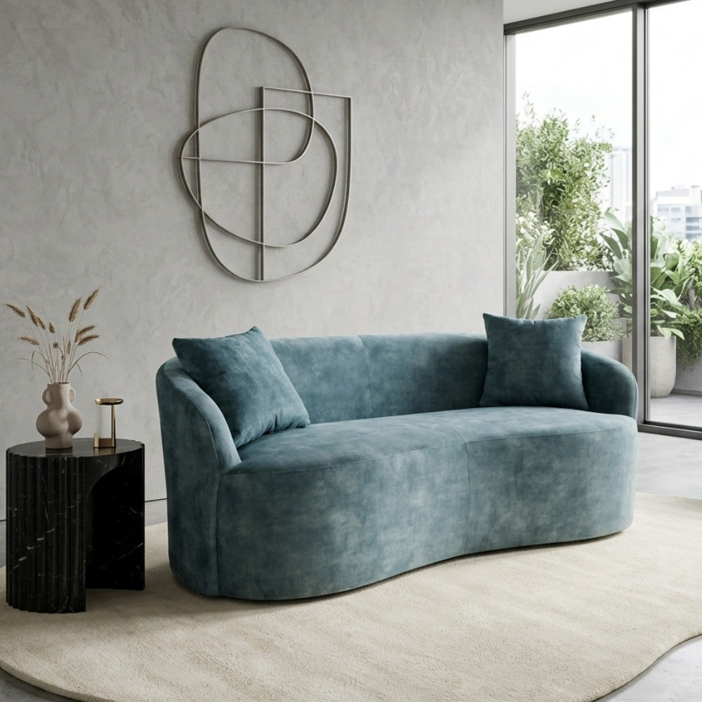 Design Sofa ARCO petrol 2-Sitzer Couch Samt 180 cm Federkern