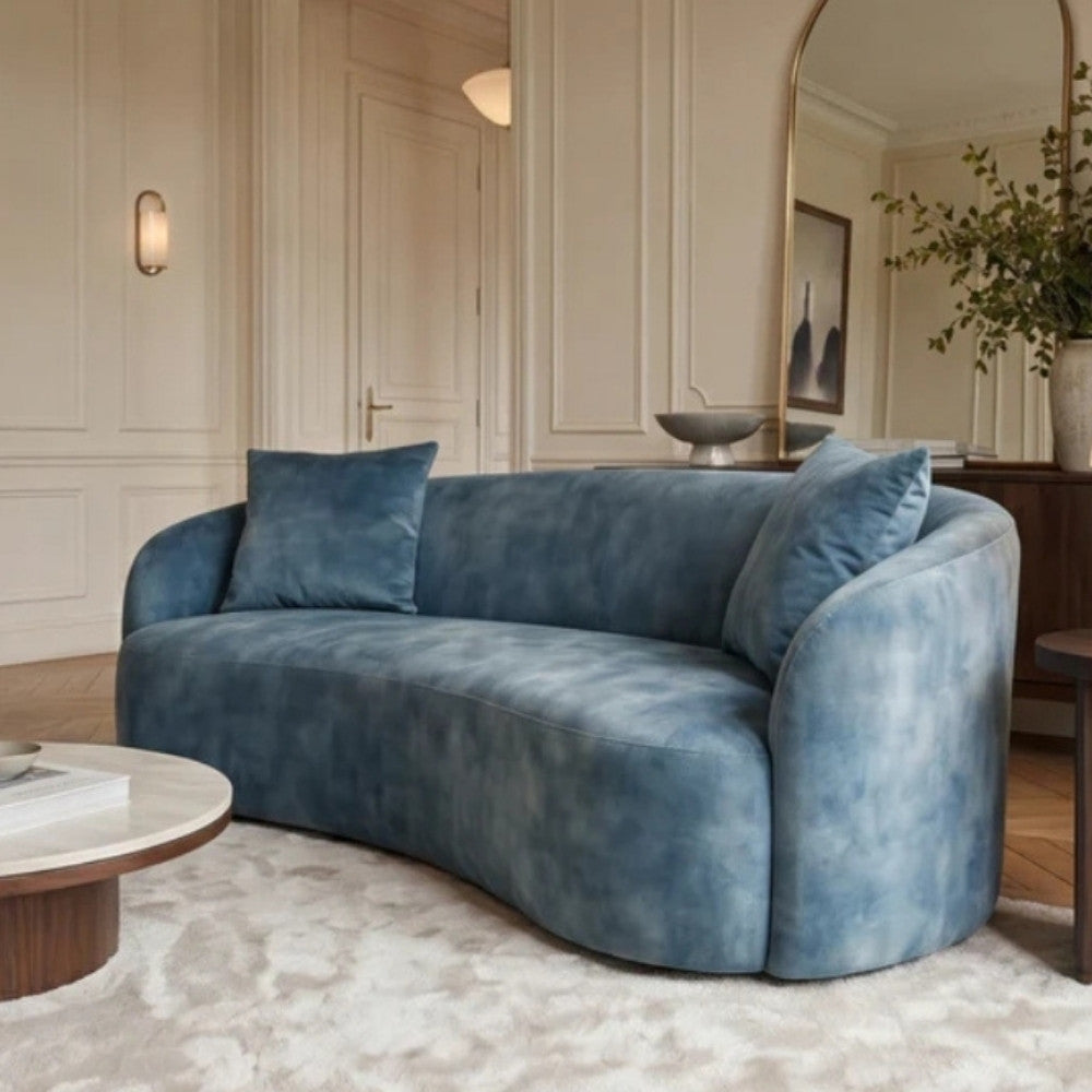 Design Sofa ARCO petrol 2-Sitzer Couch Samt 180 cm Federkern