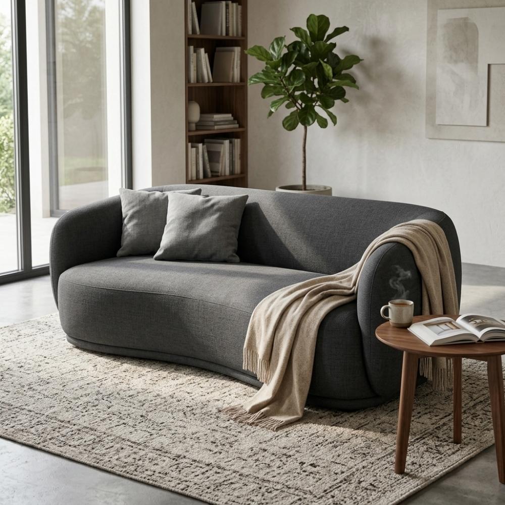 Design Sofa ARCO grau 2-Sitzer Couch Samt 180 cm Federkern