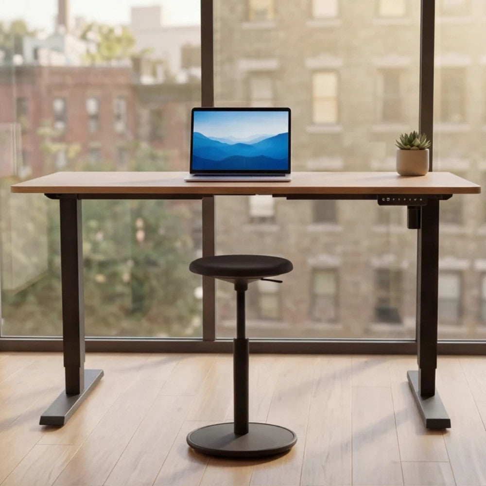 Höhenverstellbarer Schreibtisch KANTOR 120cm Eiche Metall
