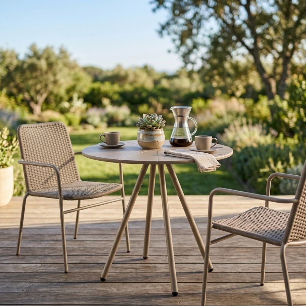 Bistro-Tisch FULHAM taupe Outdoortisch 70cm Balkon Terrasse