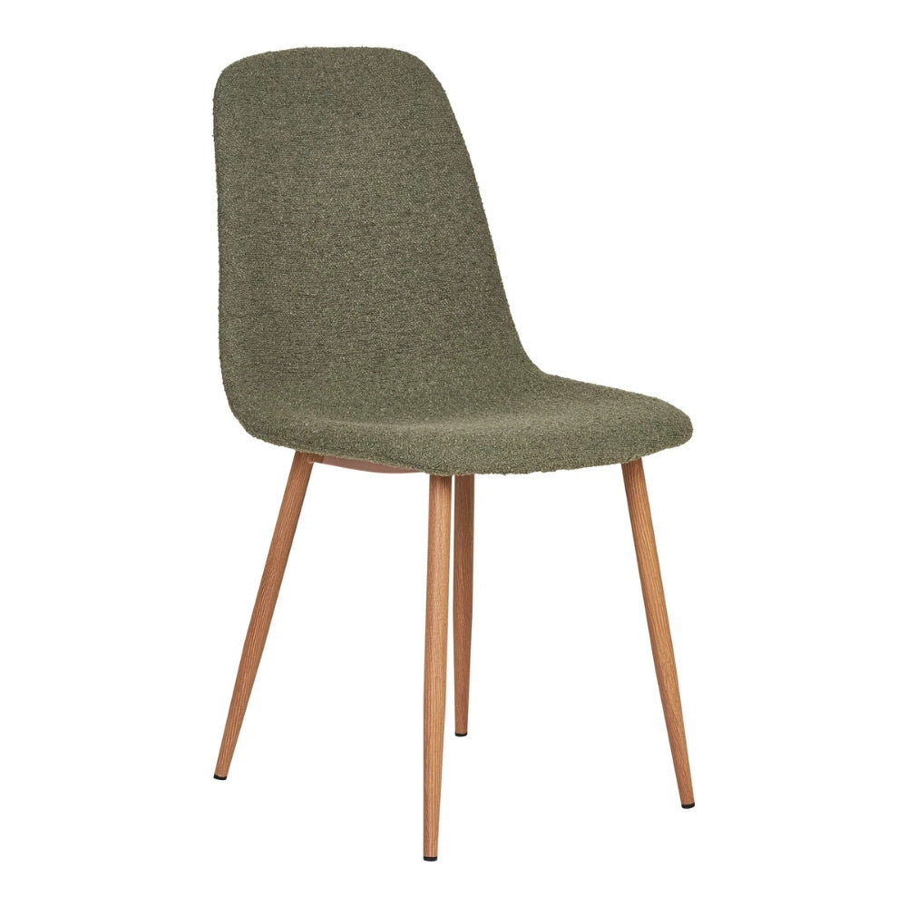 2er Set Esszimmerstuhl MALMÖ dunkelgrün Bouclé Holzlook-Beine
