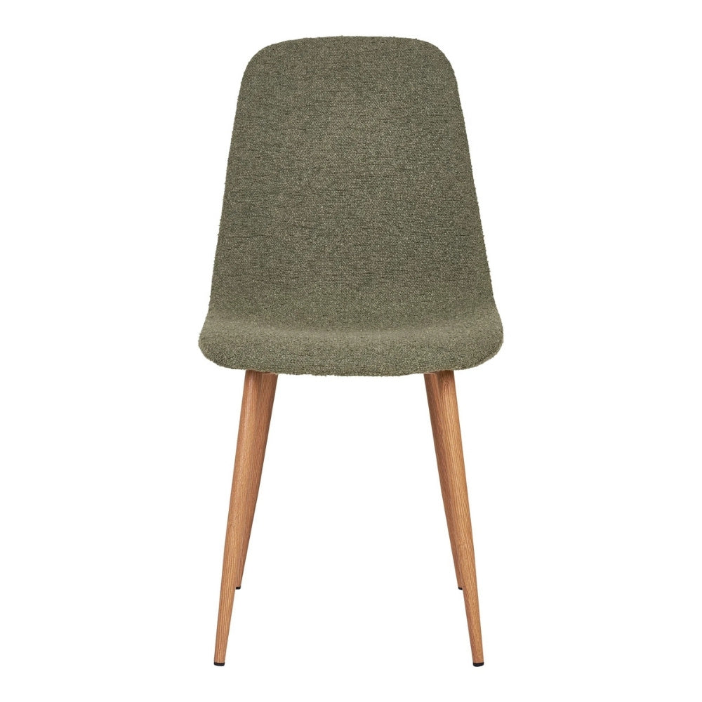 2er Set Esszimmerstuhl MALMÖ dunkelgrün Bouclé Holzlook-Beine