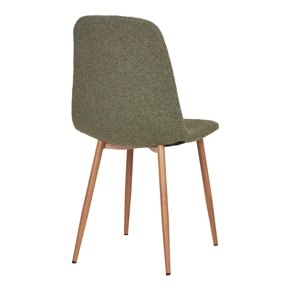 2er Set Esszimmerstuhl MALMÖ dunkelgrün Bouclé Holzlook-Beine