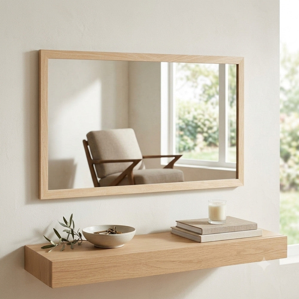 Eleganter Spiegel ARIZONA 75x45cm Wandspiegel natural Holzrahmen