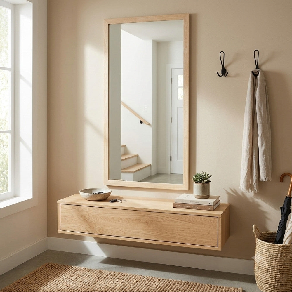 Eleganter Spiegel ARIZONA 75x45cm Wandspiegel natural Holzrahmen