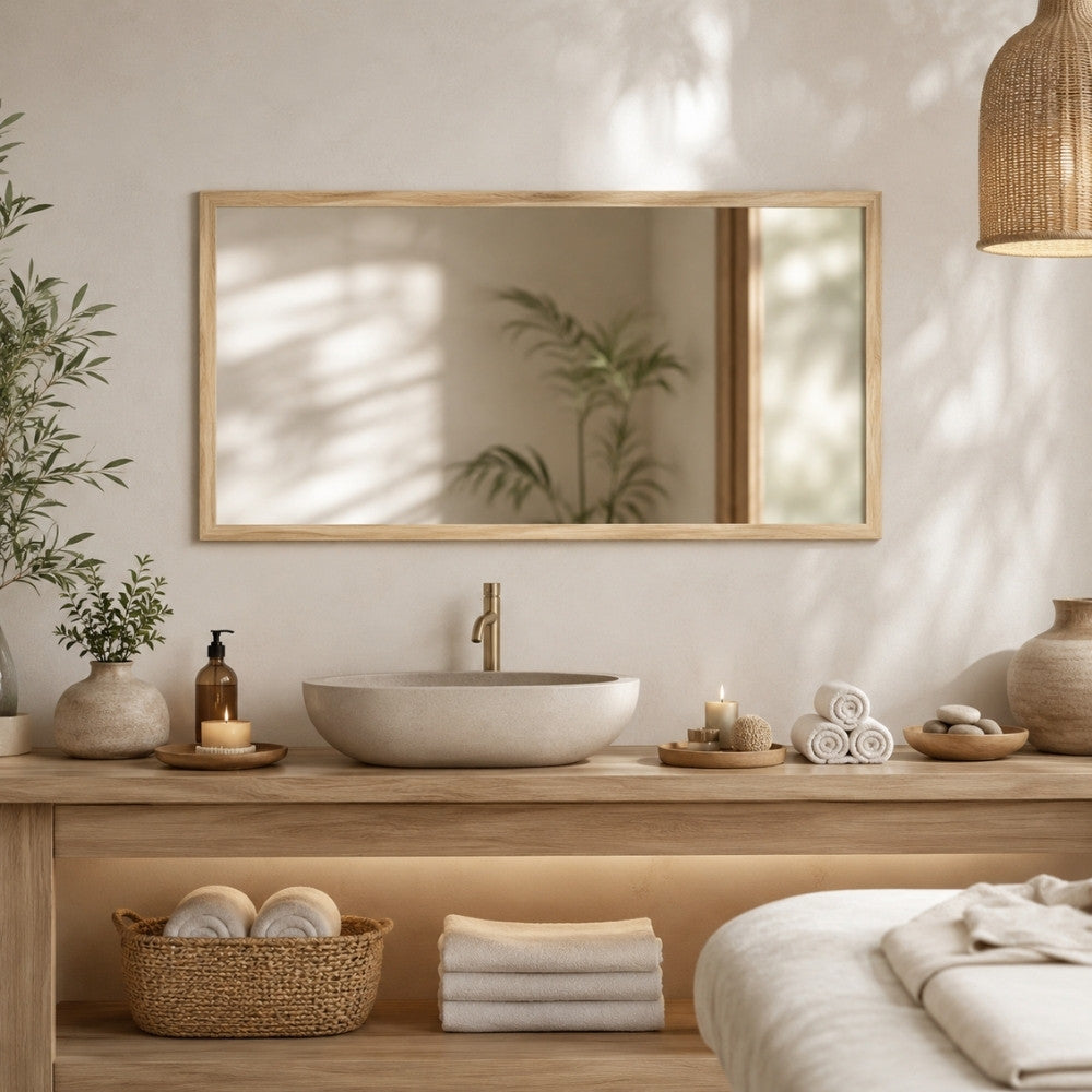 Eleganter Spiegel ARIZONA 75x45cm Wandspiegel natural Holzrahmen