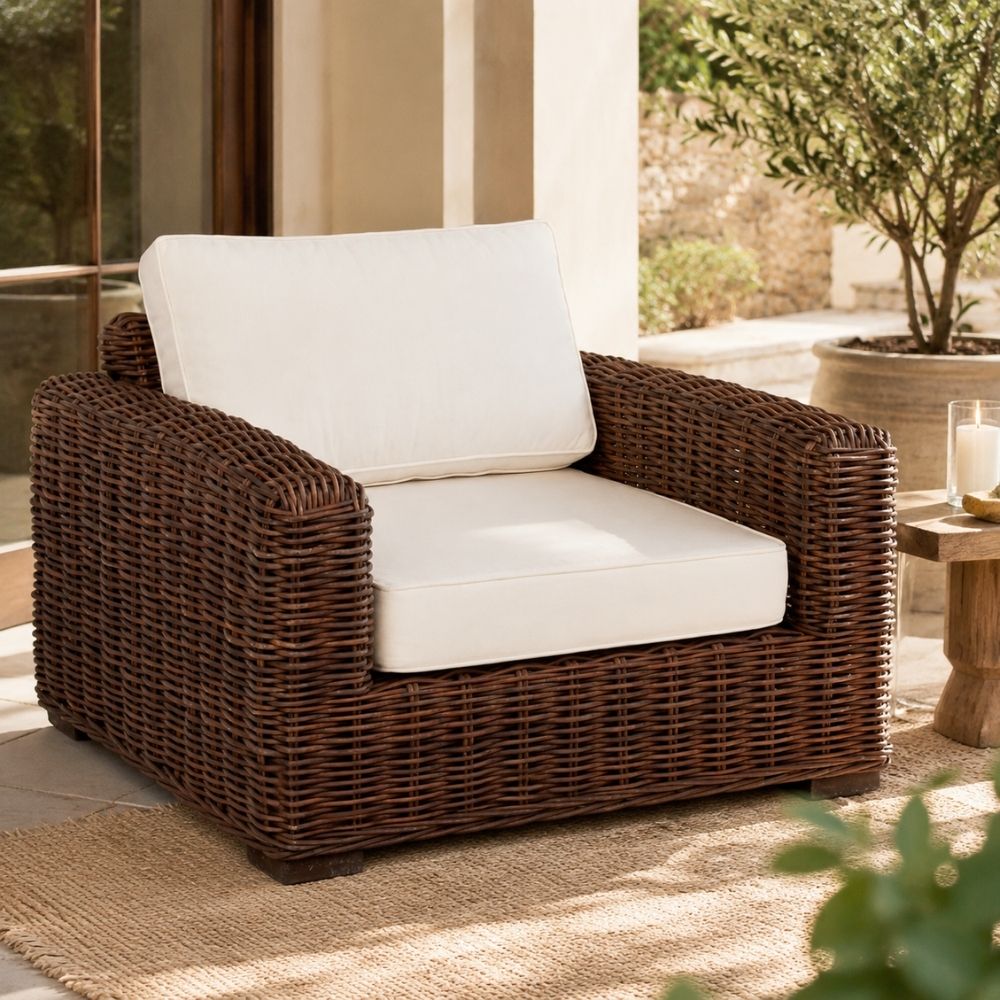 Lounge Sessel LIVING Natural Brown 90cm Rattan