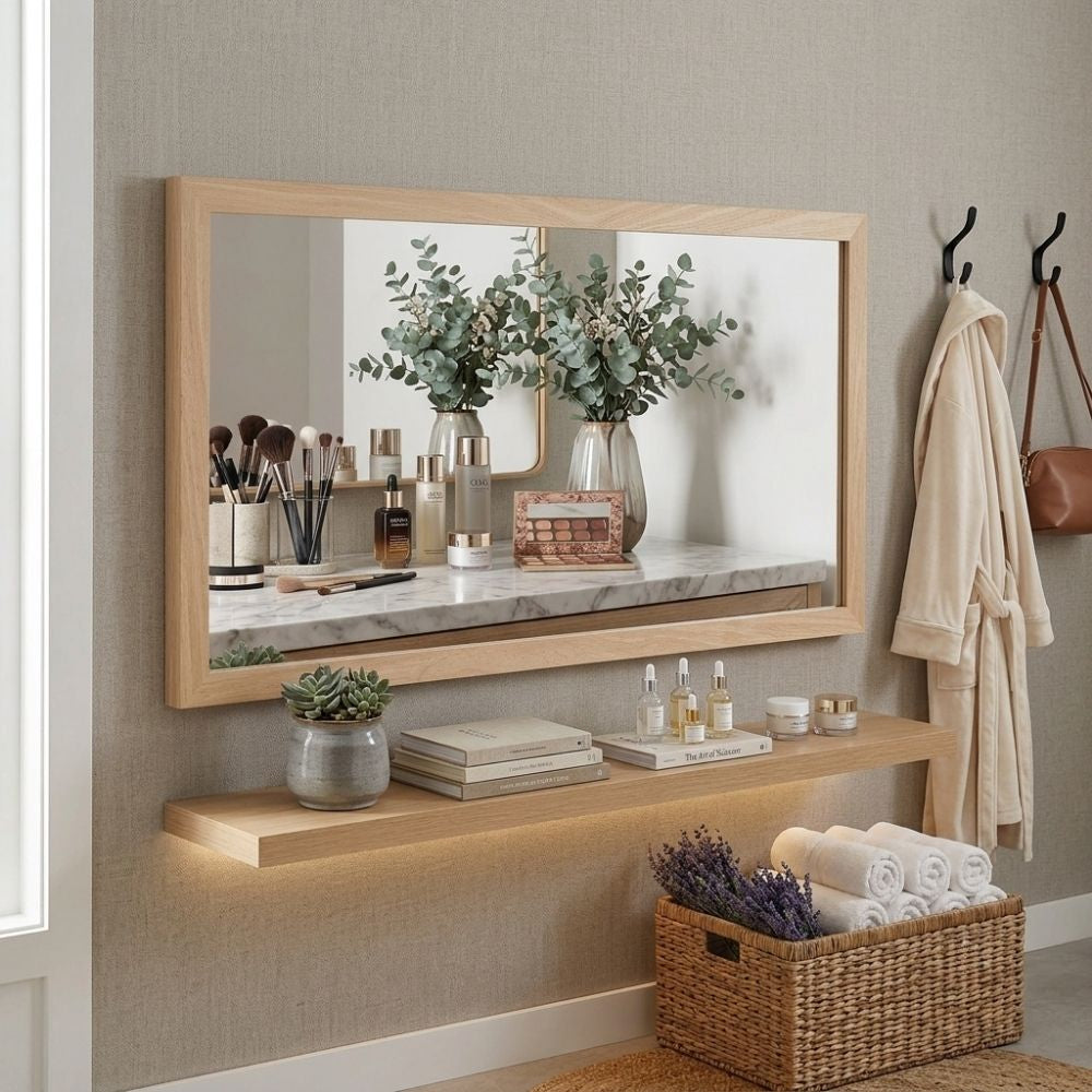 Eleganter Spiegel ARIZONA 110x45cm Wandspiegel natural Holzrahmen